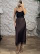 Ton-Lace Satin Maxi Skirt-7299/Chocolat