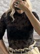 San-Velvet Textured Bodysuit-58821/Black