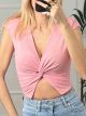 Ribbed Knot Pads Top/Pink