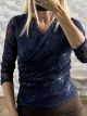 Lok-Floral Sequinned Top-2696/Navy Blue