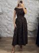 The-Velvet Textured Maxi Dress-59083/Chocolat