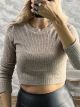 Ribbed Knitted Crop Top-12409/Mocca