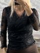 Lok-Floral Sequinned Top-2696/Black