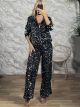 Zoz-Sequinned Striped Set-15925/Black&Silver