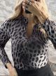 GLOW Animal Bodysuit/Grey Leopard