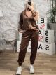 Zipper Velvet Wide Set/Chocolat