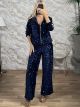 Zoz-Sequinned Striped Set-15925/Navy Blue