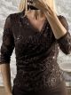 Lok-Floral Sequinned Top-2696/Chocolat