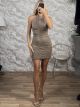 The-Texture Lace Mini Dress-5111/Beige