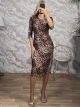 GLOW Animal Midi Dress/Chocolat