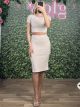 Glow Pencil Skirt Set/Beige