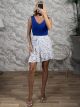 Floral Mini Skirt-20573/W&RoyalBlue
