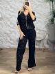 Zoz-Sequinned Striped Set-15925/Black