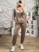 Zipper Velvet Wide Set/Beige