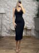 Lycra LaceTied Midi Dress/Black