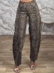 Barrel Highwaist Denim Pants-6633/Leopard