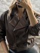 Lok-Leather Button Jacket-4678/Chocolat