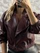 Lok-Leather Button Jacket-4678/Burgundy