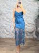 The-Satin Lace Dress-7508/Petrol