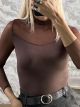 Ton-Half C-Through Top-6133/Chocolat