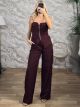 The-Strapless Top& Pants Suit-49559/Burgundy