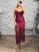 The-Satin Lace Dress-7508/Burgundy