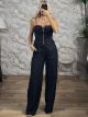 The-Strapless Top& Pants Suit-49559/Navy Blue