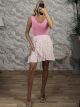 Floral Mini Skirt-20573/W&Pink