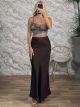 Satin Maxi Skirt-3705/Chocolat