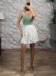 Floral Mini Skirt-20573/W&Khaki