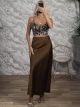 Satin Maxi Skirt-3705/Camel