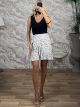 Floral Mini Skirt-20573/W&Navy Blue