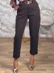 Zoz-Soft Highwaist Belt Pants-18795/Chocolat
