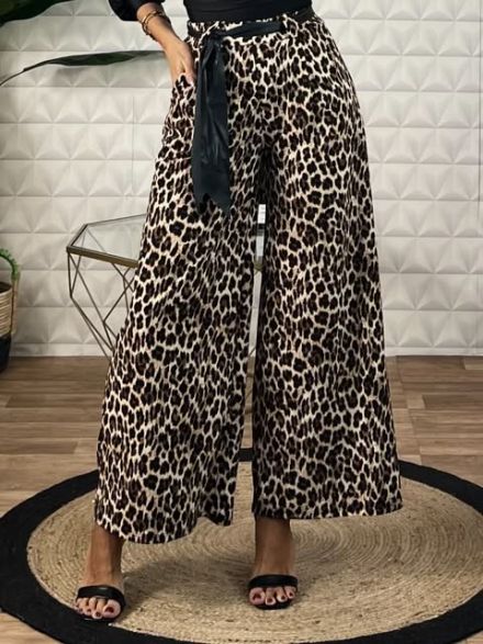 Wide Crep Animal Pants/Leo Classic