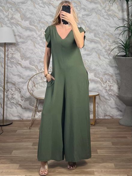 Ruffle Jumpsuit A/Khaki