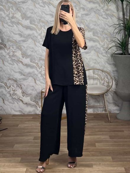 Plus Size Leopard Necklace Set/Black