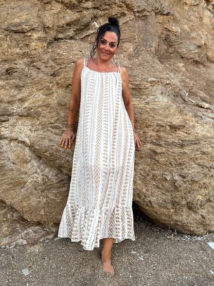 Maxi Viscose Boho Dress-8007/White