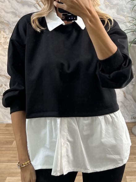 Broochless Shirt Sweatshirt/Black