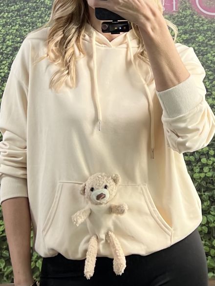 Bear PouchPocket Hoodie Sweater/Beige