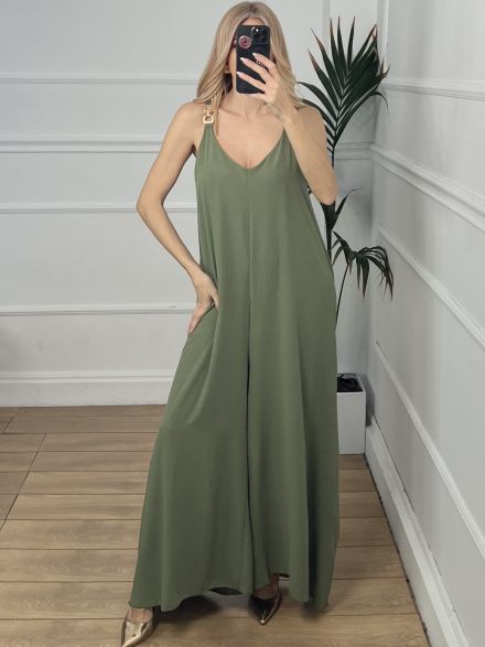 Chain Viscose Jumpsuit/Khaki