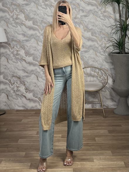 Net Lurex Long Kimono/Gold