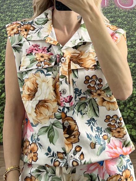 Floral Cotton Vest-8150