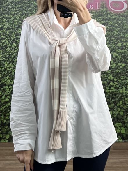 Cotton Faux Top Shirt/Beige