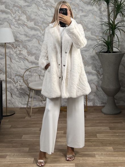 Eco Fur Coat-2419/Vanilla