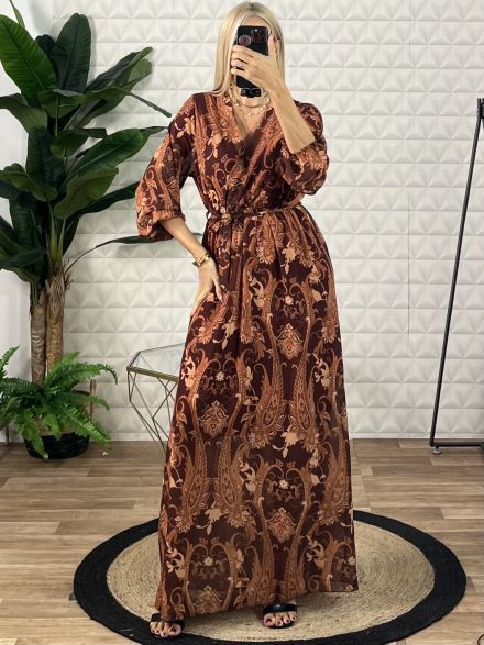 Maxi Muslin Paisley Dress/Chocolat