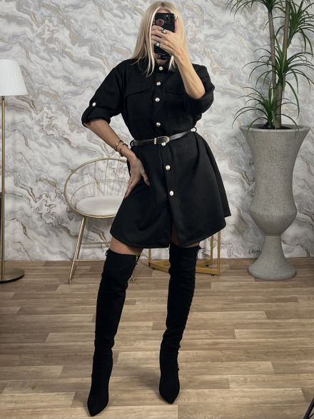 Suede Mini Dress-25346/Black