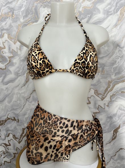 Bikini & Sarong Set-9136/Light Leopard