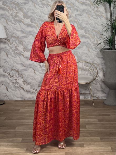 Μεταξωτό Σετ-1802FLOWERS/Orange