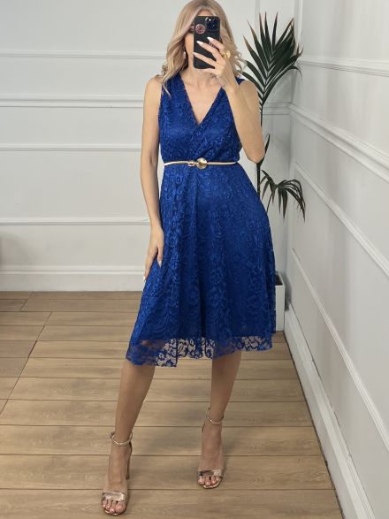 Midi Lace Dress/Blue Royal