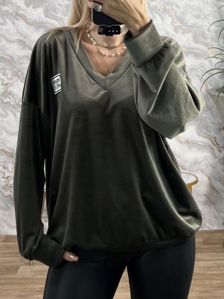 Velvet Chain Back Top/Khaki